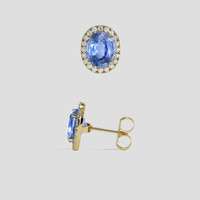 <span>4.10</span>&nbsp;<span class="tooltip-light">Ct.Tw.<span class="tooltiptext">Total Carat Weight</span></span> Blue Sapphire Earrings, 18K Yellow Gold 2
