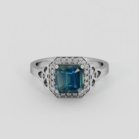 2.03 Ct. Bluish Green Sapphire Ring, Platinum 950 1