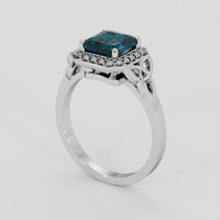 2.03 Ct. Bluish Green Sapphire Ring, Platinum 950 2