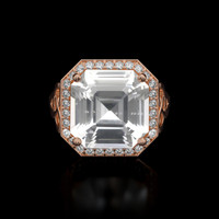 10.15 Ct. White Sapphire Ring, 18K Rose Gold 1