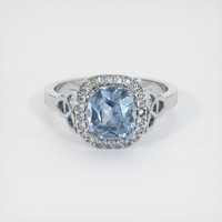 3.48 Ct. Greyish Blue Sapphire Ring, 10K White Gold 1