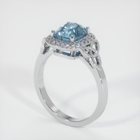 3.48 Ct. Greyish Blue Sapphire Ring, 10K White Gold 2