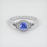0.79 Ct. Blue Sapphire Ring, 18K White Gold 1