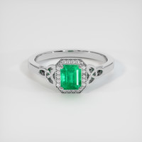 0.80 Ct. Emerald Ring, 18K White Gold 1