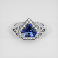 2.05 Ct. Blue Sapphire Ring, 18K White Gold 1
