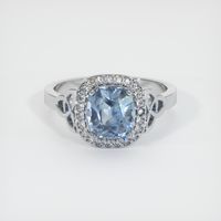 3.48 Ct. Greyish Blue Sapphire Ring, 18K White Gold 1