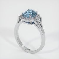 3.48 Ct. Greyish Blue Sapphire Ring, 18K White Gold 2