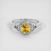 1.04 Ct. Yellow Sapphire Ring, 18K White Gold 1