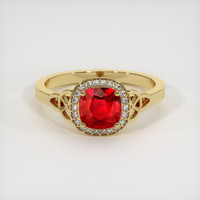 0.80 Ct. Ruby Ring, 14K Yellow Gold 1