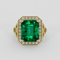 5.96 Ct. Emerald Ring, 18K Yellow Gold 1