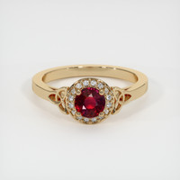 0.68 Ct. Ruby Ring, 18K Yellow Gold 1