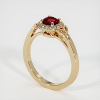 0.68 Ct. Ruby Ring, 18K Yellow Gold 2