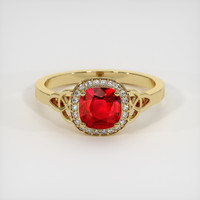 0.80 Ct. Ruby Ring, 18K Yellow Gold 1