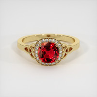 0.92 Ct. Ruby Ring, 18K Yellow Gold 1