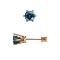 0.69 Ct.Tw. Greenish Blue Sapphire Earrings, 14K Rose Gold 2