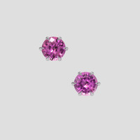 <span>0.79</span>&nbsp;<span class="tooltip-light">Ct.Tw.<span class="tooltiptext">Total Carat Weight</span></span> Pinkish Purple Sapphire Earrings, 14K White Gold 1