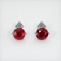 8.16 Ct.Tw. Ruby Earrings, 18K White Gold 1