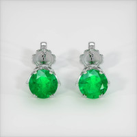 <span>1.66</span>&nbsp;<span class="tooltip-light">Ct.Tw.<span class="tooltiptext">Total Carat Weight</span></span> Emerald Earrings, 18K White Gold 1