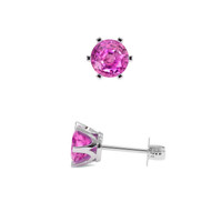 1.21 Ct.Tw. Pink Sapphire Earrings, 18K White Gold 2