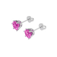 1.21 Ct.Tw. Pink Sapphire Earrings, 18K White Gold 3