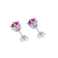 1.21 Ct.Tw. Pink Sapphire Earrings, 18K White Gold 4