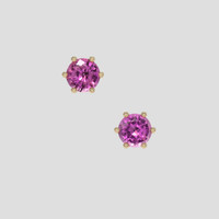 <span>0.79</span> <span class="tooltip-light">Ct.Tw.<span class="tooltiptext">Total Carat Weight</span></span> Pinkish Purple Sapphire Earrings, 14K Yellow Gold 1