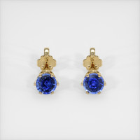 0.75 Ct.Tw. Blue Sapphire Earrings, 14K Yellow Gold 1