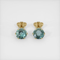 1.10 Ct.Tw. Bluish Green Sapphire Earrings, 14K Yellow Gold 1