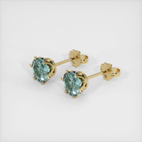 1.10 Ct.Tw. Bluish Green Sapphire Earrings, 14K Yellow Gold 2