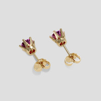 <span>0.79</span>&nbsp;<span class="tooltip-light">Ct.Tw.<span class="tooltiptext">Total Carat Weight</span></span> Pinkish Purple Sapphire Earrings, 18K Yellow Gold 4
