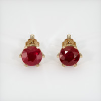 <span>4.08</span>&nbsp;<span class="tooltip-light">Ct.Tw.<span class="tooltiptext">Total Carat Weight</span></span> Ruby Earrings, 18K Yellow Gold 1