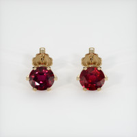 <span>2.23</span>&nbsp;<span class="tooltip-light">Ct.Tw.<span class="tooltiptext">Total Carat Weight</span></span> Ruby Earrings, 18K Yellow Gold 1