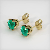 Studs Emerald Earrings 2.10 Ct.Tw.Total Carat Weight, 18K Yellow Gold Preview