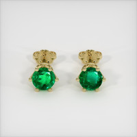 1.07 Ct.Tw. Emerald Earrings, 18K Yellow Gold 1