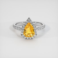 2.09 Ct. Orangish Yellow Sapphire Ring, Platinum 950 1