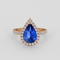 3.04 Ct. Blue Sapphire Ring, 14K Rose Gold 1