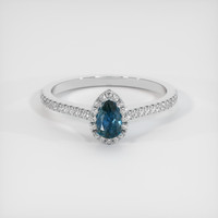0.55 Ct. Greenish Blue Sapphire Ring, 10K White Gold 1