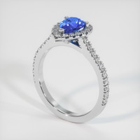 0.86 Ct. Blue Sapphire Ring, 14K White Gold 2