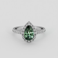1.77 Ct. Green Sapphire Ring, 14K White Gold 1