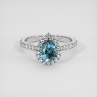 1.31 Ct. Greenish Blue Sapphire Ring, 14K White Gold 1