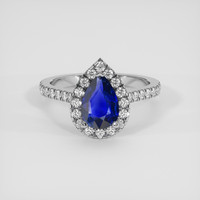 1.05 Ct. Blue Sapphire Ring, 14K White Gold 1
