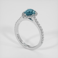 1.31 Ct. Greenish Blue Sapphire Ring, 18K White Gold 2