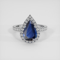 2.85 Ct. Blue Sapphire Ring, 18K White Gold 1
