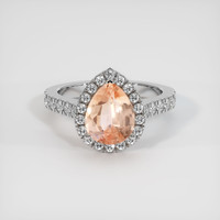 1.94 Ct. Padparadscha Sapphire Ring, 18K White Gold 1