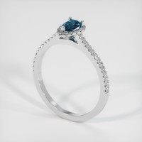 0.55 Ct. Greenish Blue Sapphire Ring, 18K White Gold 2