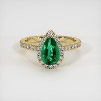 1.12 Ct. Emerald Ring, 18K Yellow Gold 1