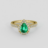 0.65 Ct. Emerald Ring, 18K Yellow Gold 1