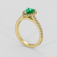 0.65 Ct. Emerald Ring, 18K Yellow Gold 2