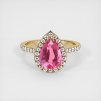 2.96 Ct. Purplish Pink Sapphire Ring, 18K Yellow Gold 1