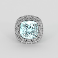 9.30 Ct. Greenish Blue Aquamarine Ring, Silver 1